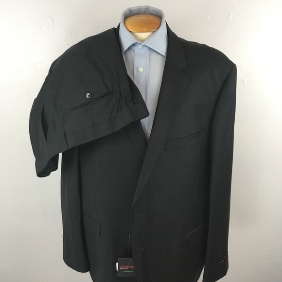 Laurentino 52r mens suit solid charcoal made in Italy 100% wool new nwt ea0264
